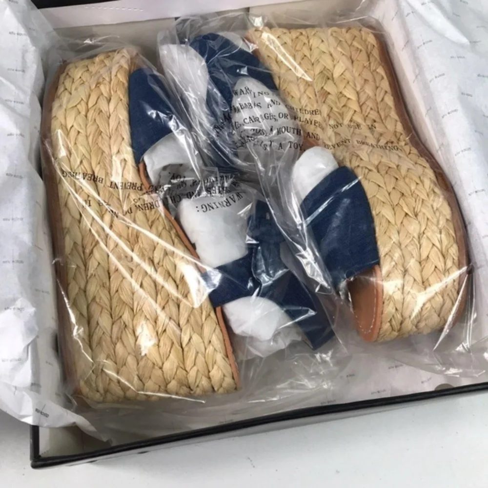 Dolce Vita Blue Denim Woven Platform Sandals 9.5 - Picture 8 of 8